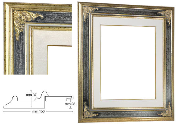 Venice frame with grey band, linen liner, 350x500 mm