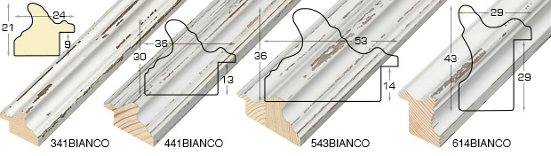 Moulding finger-jointed fir Width 24mm - White, shabby