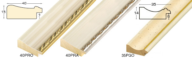 Liner lamellar pine 40mm - cream with gold decoration