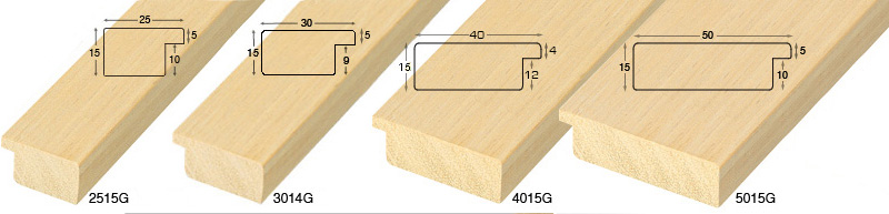 Complete set of corner samples of flqt raw mouldings (7 pieces)