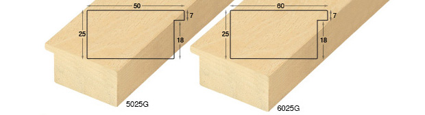 Complete set of corner samples of raw mouldings height 25mm (8 pieces)