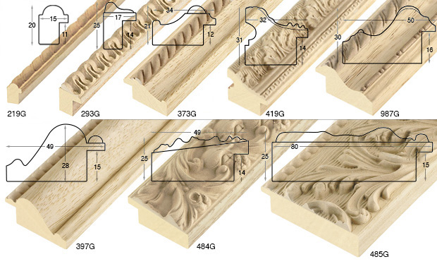 Moulding ayous, width 15 mm, embossed, bare timber