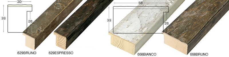 Complete set of corner samples of moulding 629 (3 pieces)