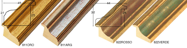 Complete set of corner samples of moulding 811 (2 pieces)