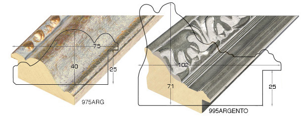 Complete set of corner samples of moulding 995 (3 pieces)