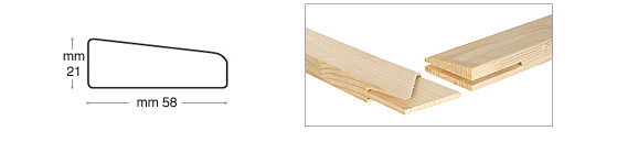 Stretcher bars, fir, 58x21 mm, length cm 25