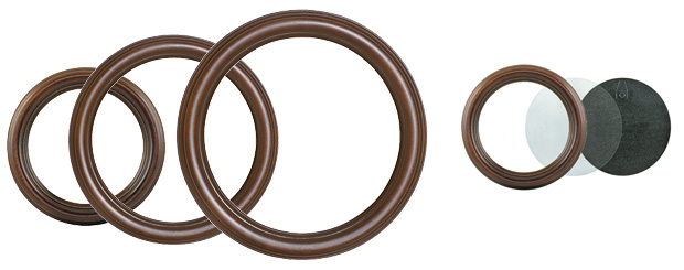 Round frames, antique walnut - diameter 8 cm