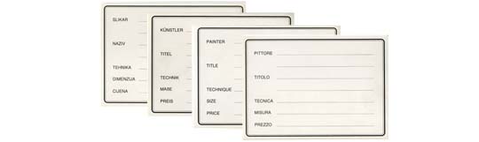 Non-adhesive labels for frame backs, in Italian - Pack 50