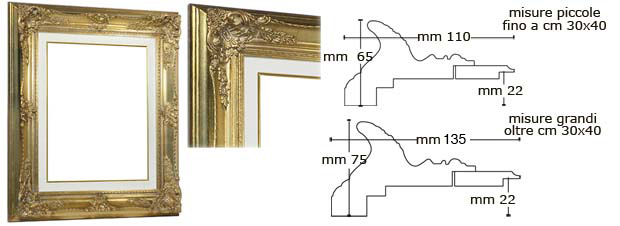 Gilded baroque frames with ivory wood liner 240x300 mm