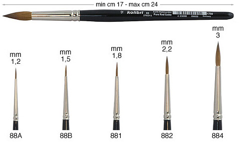 Watercolour Kolinsky brushes no.00