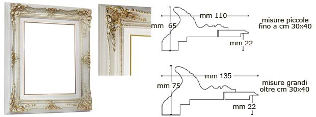 Ivory baroque frames with ivory wood liner 600x1200 mm