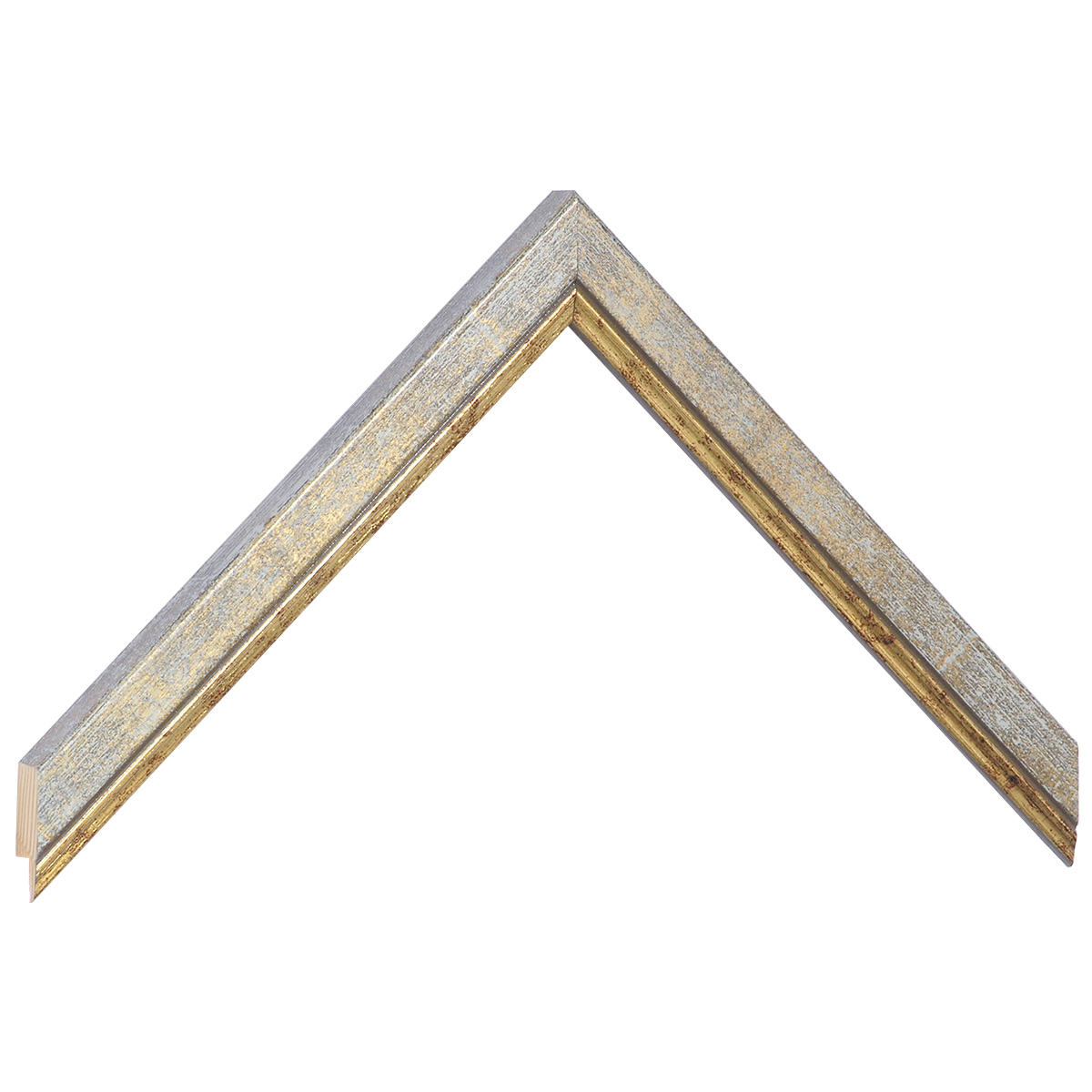 Moulding finger-jointed pine 18mm - white with gold edge - Sample