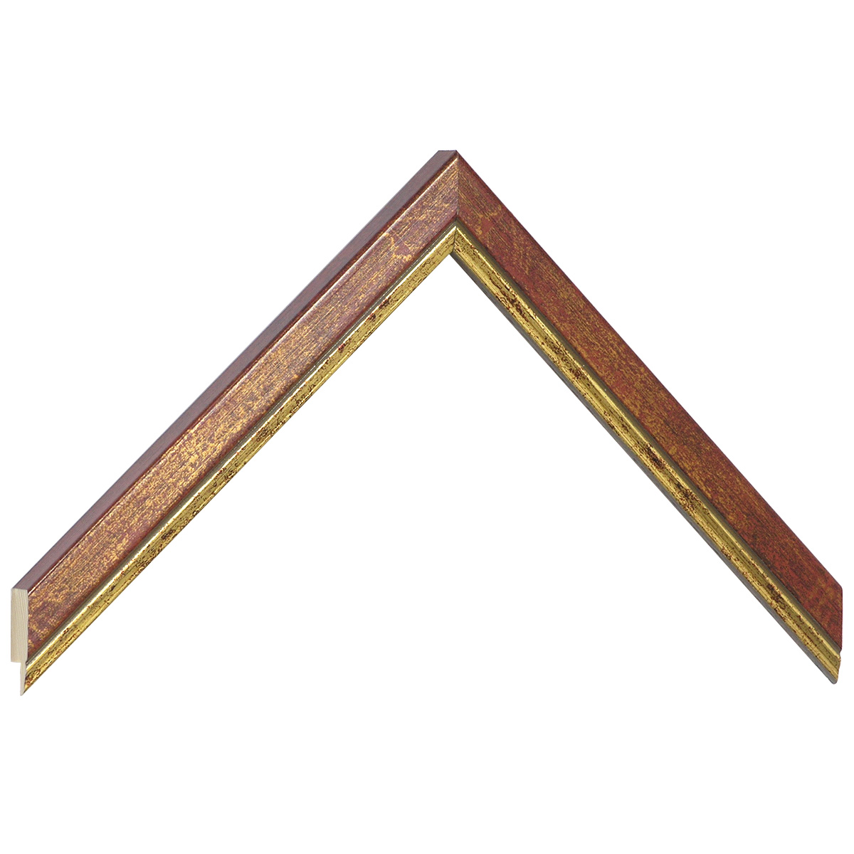 Moulding finger-jointed pine 18mm - red with gold edge - Sample