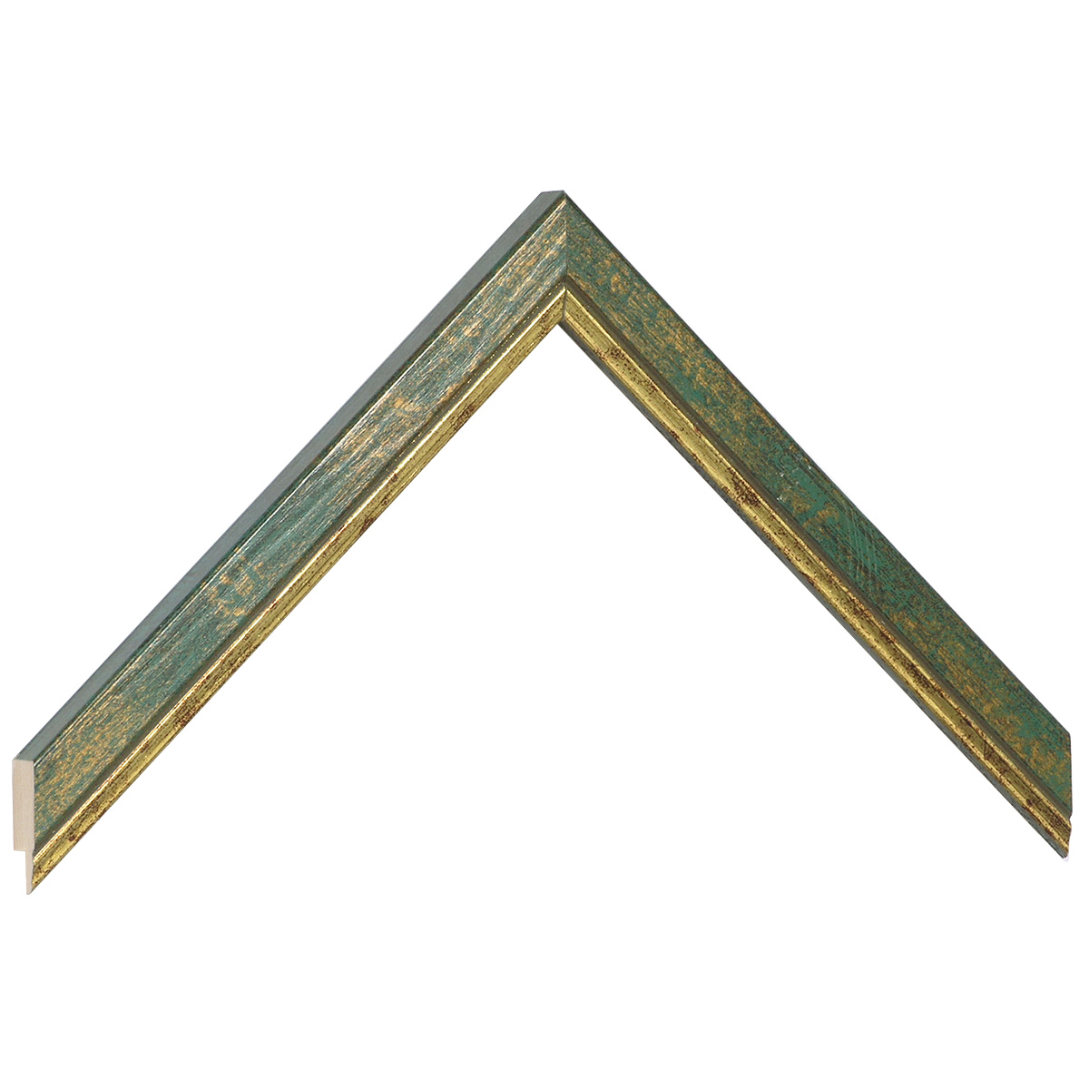 Moulding finger-jointed pine 18mm - green with gold edge - Sample