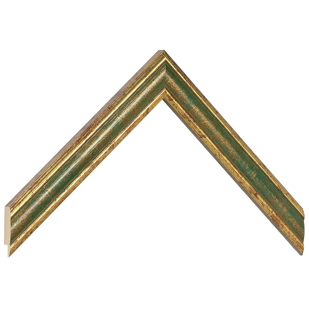 Moulding ayous jointed 24mm - antique gold with green band - Sample