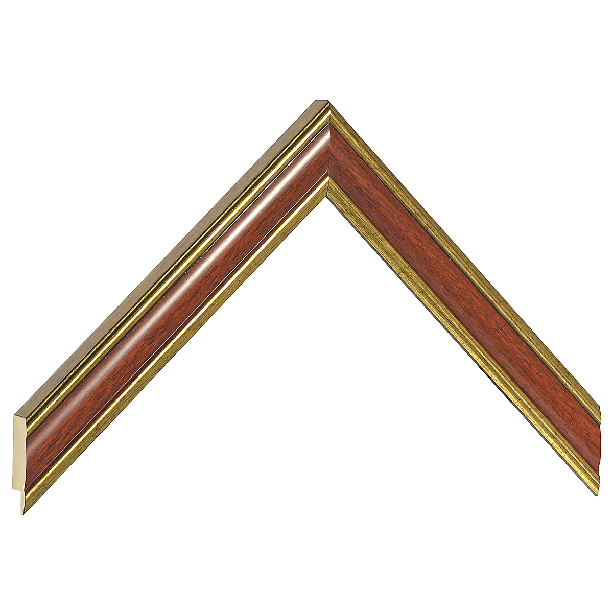 Moulding ayous jointed width 24mm - Gold with mahogany band - Sample