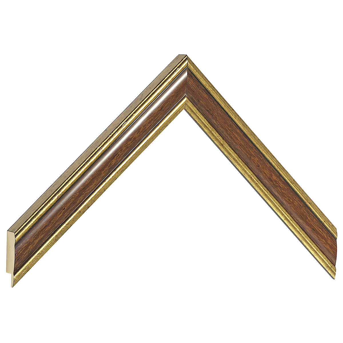 Moulding ayous jointed width 24mm - Gold with walnut band - Sample
