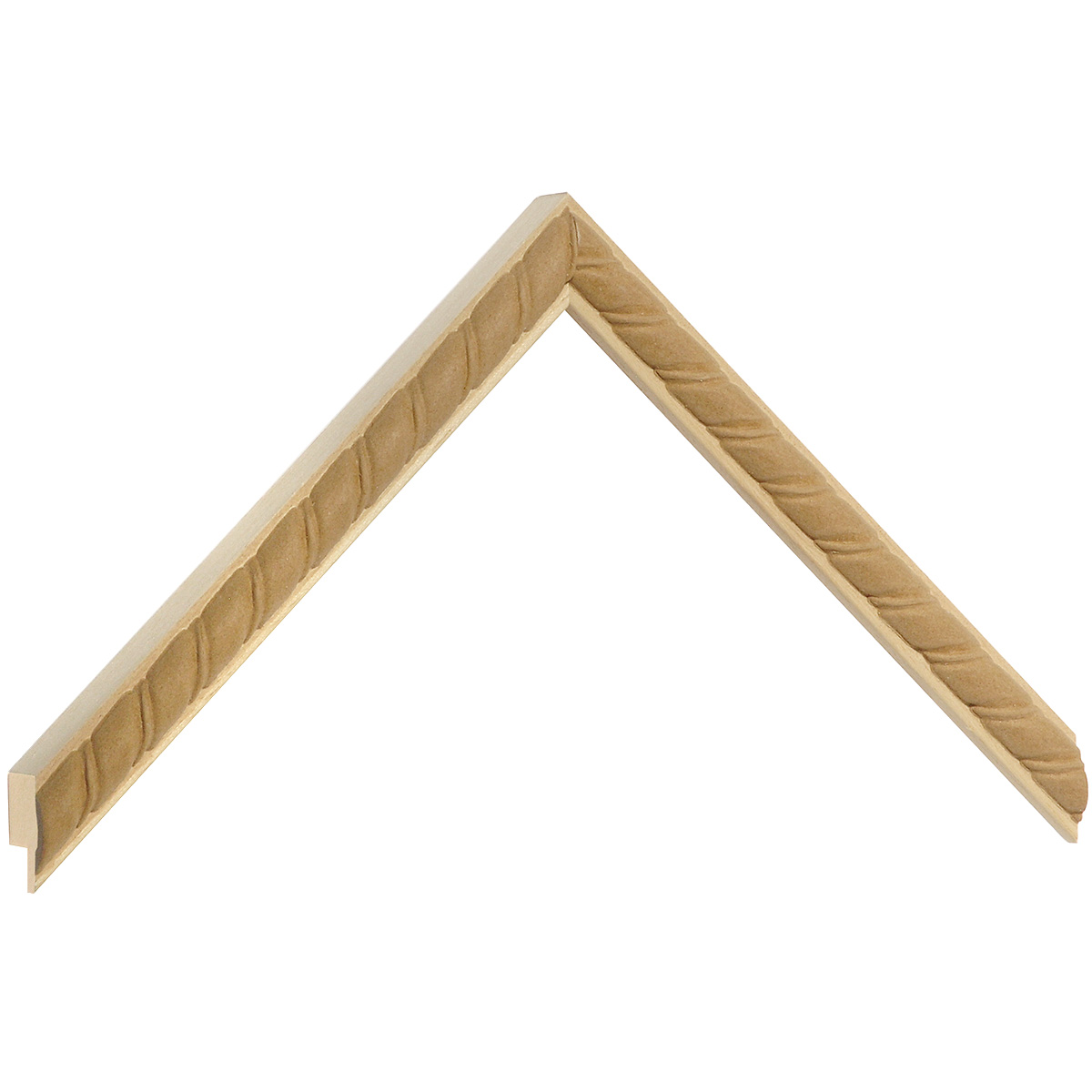 Moulding ayous, width 15mm, height 20mm, embossed, bare timber - Sample