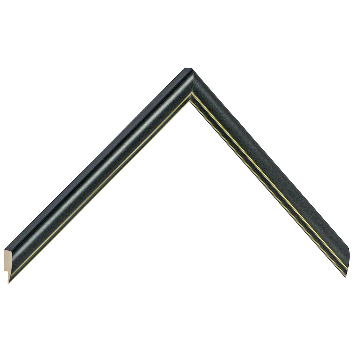 Moulding ayous jointed 13mm - black with golden edge - Sample