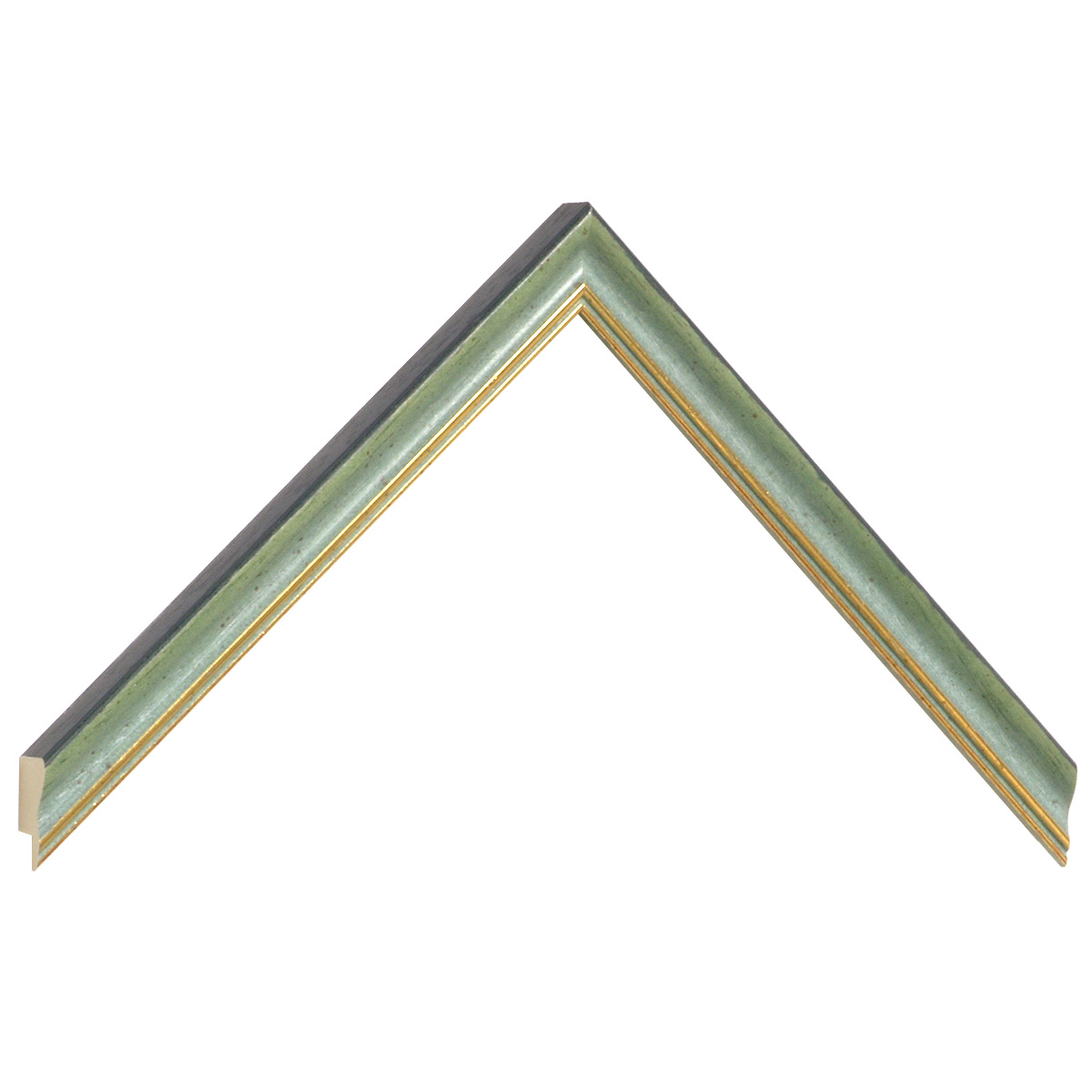 Moulding ayous width 15mm - matt green with gold edge - Sample
