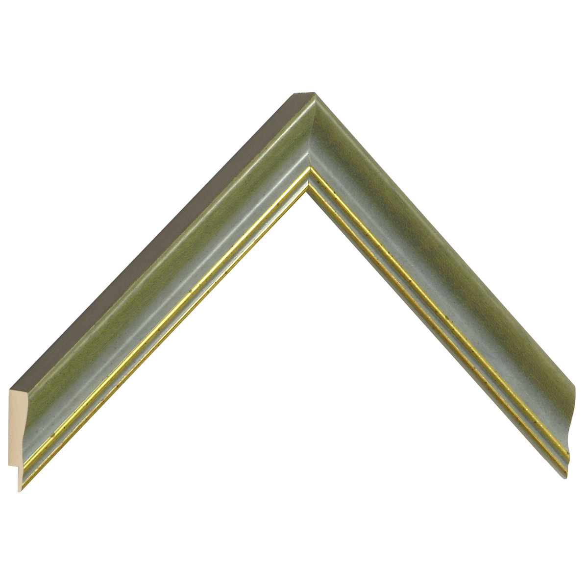Moulding ayous jointed width 25mm - matt green with gold edge - Sample