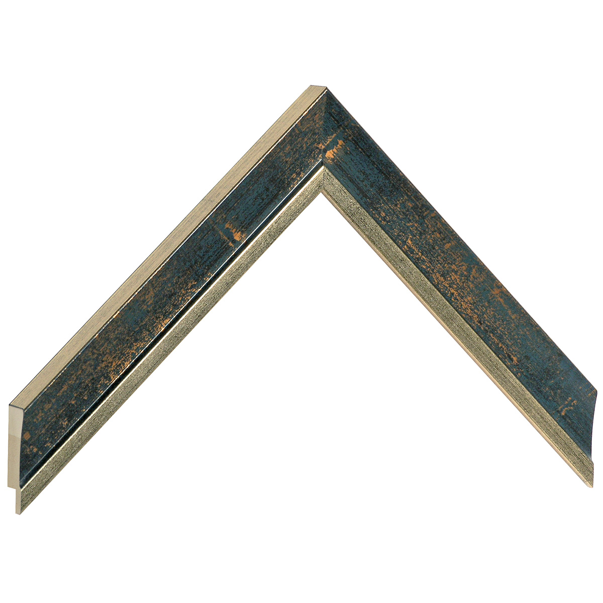 Moulding finger-jointed pine - Width 25mm - Gold with blue band - Sample