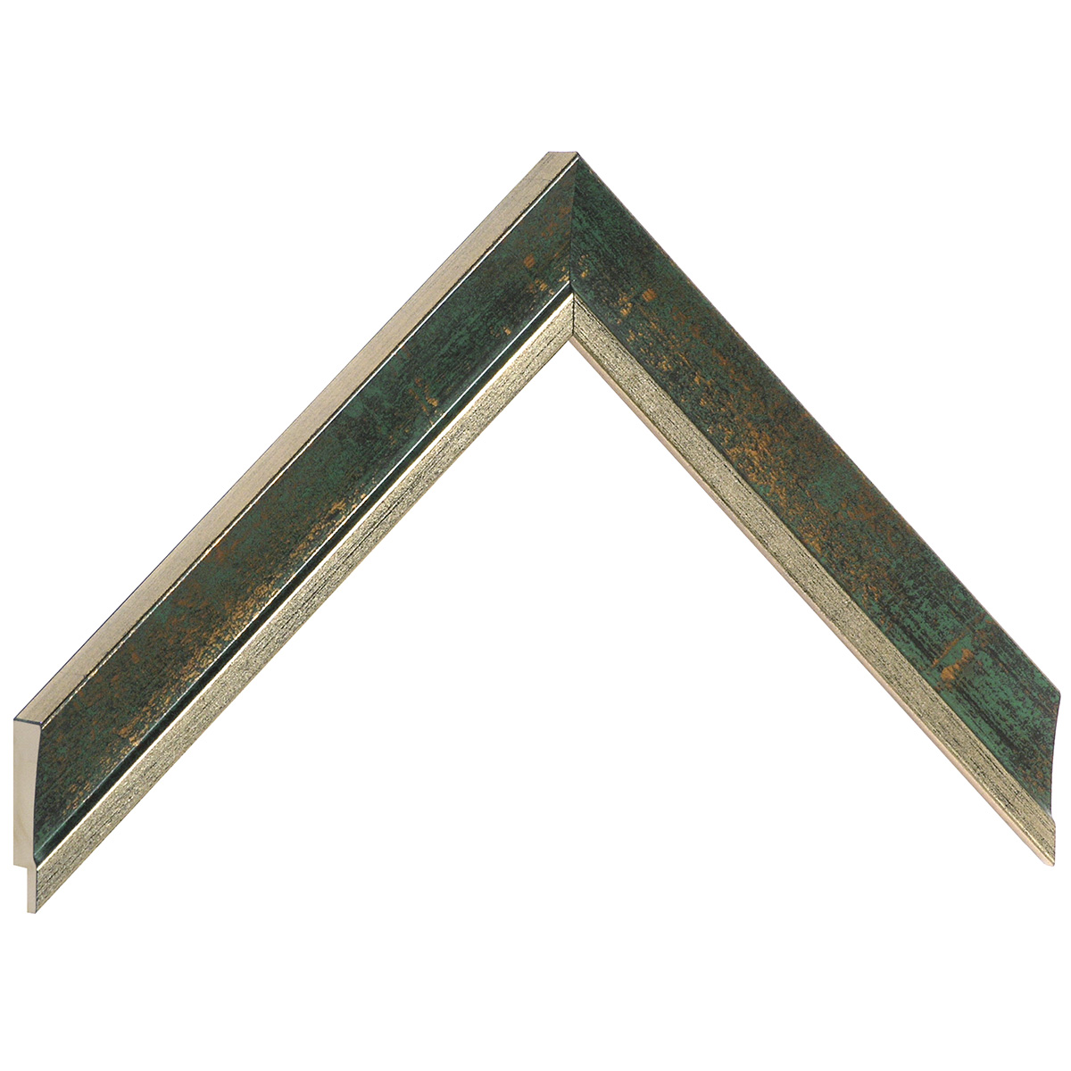 Moulding finger-jointed pine - Width 25mm - Gold with green band - Sample