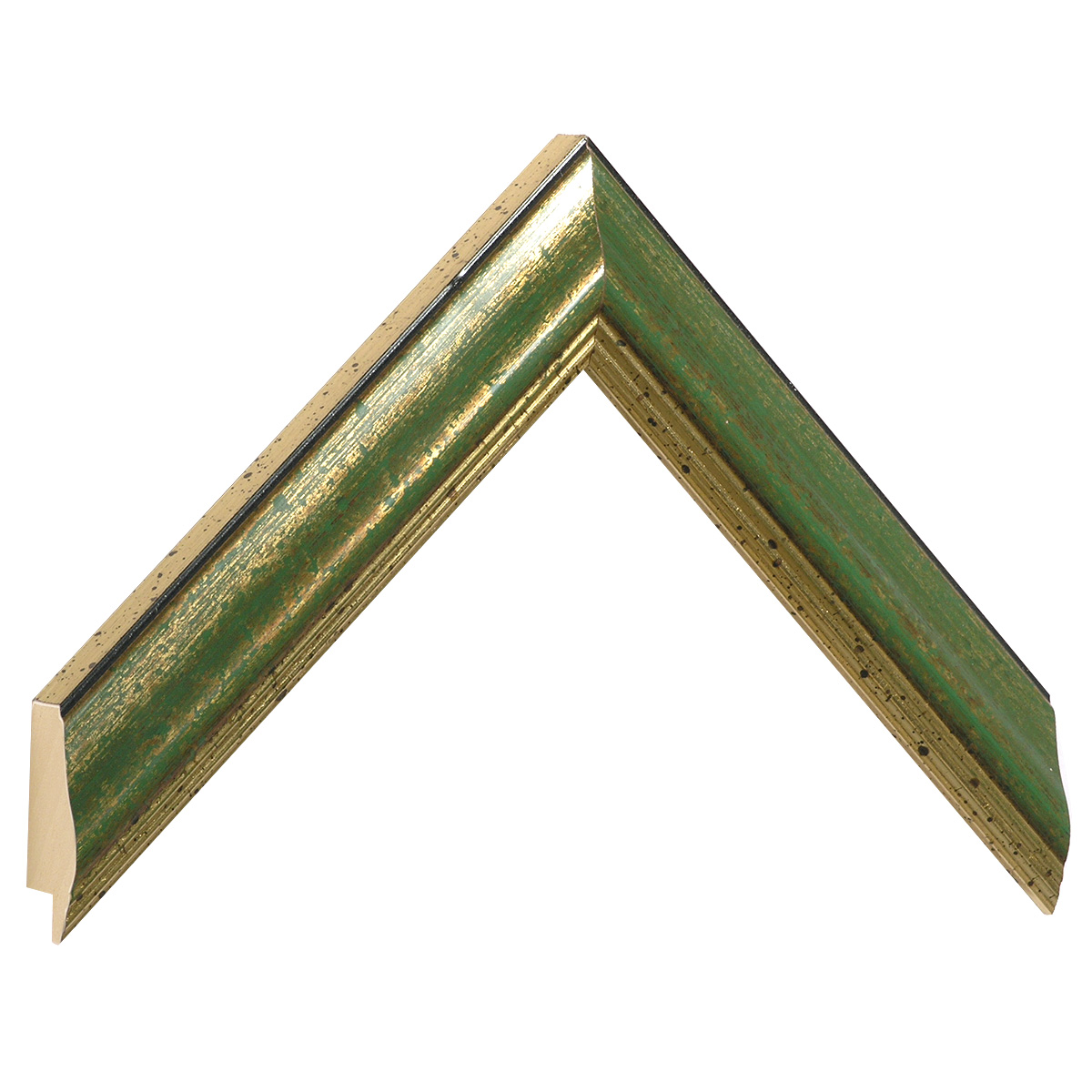 Moulding ayous width 30mm - distressed gold, green front - Sample