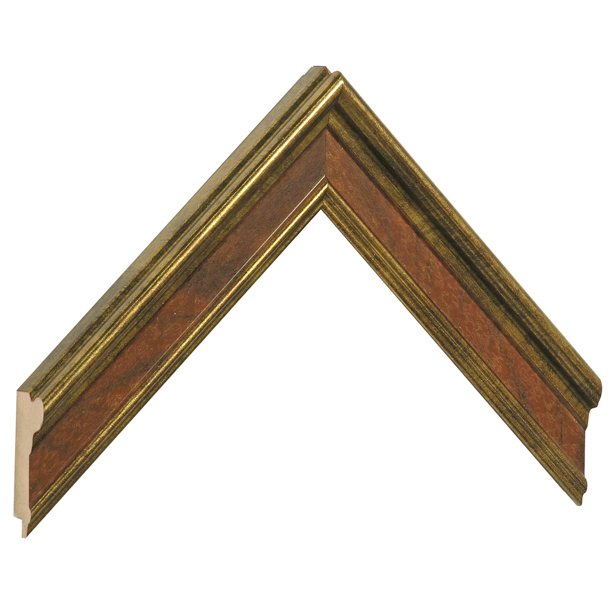 Moulding finger-jointed pine Width 34mm - Gold red band - Sample