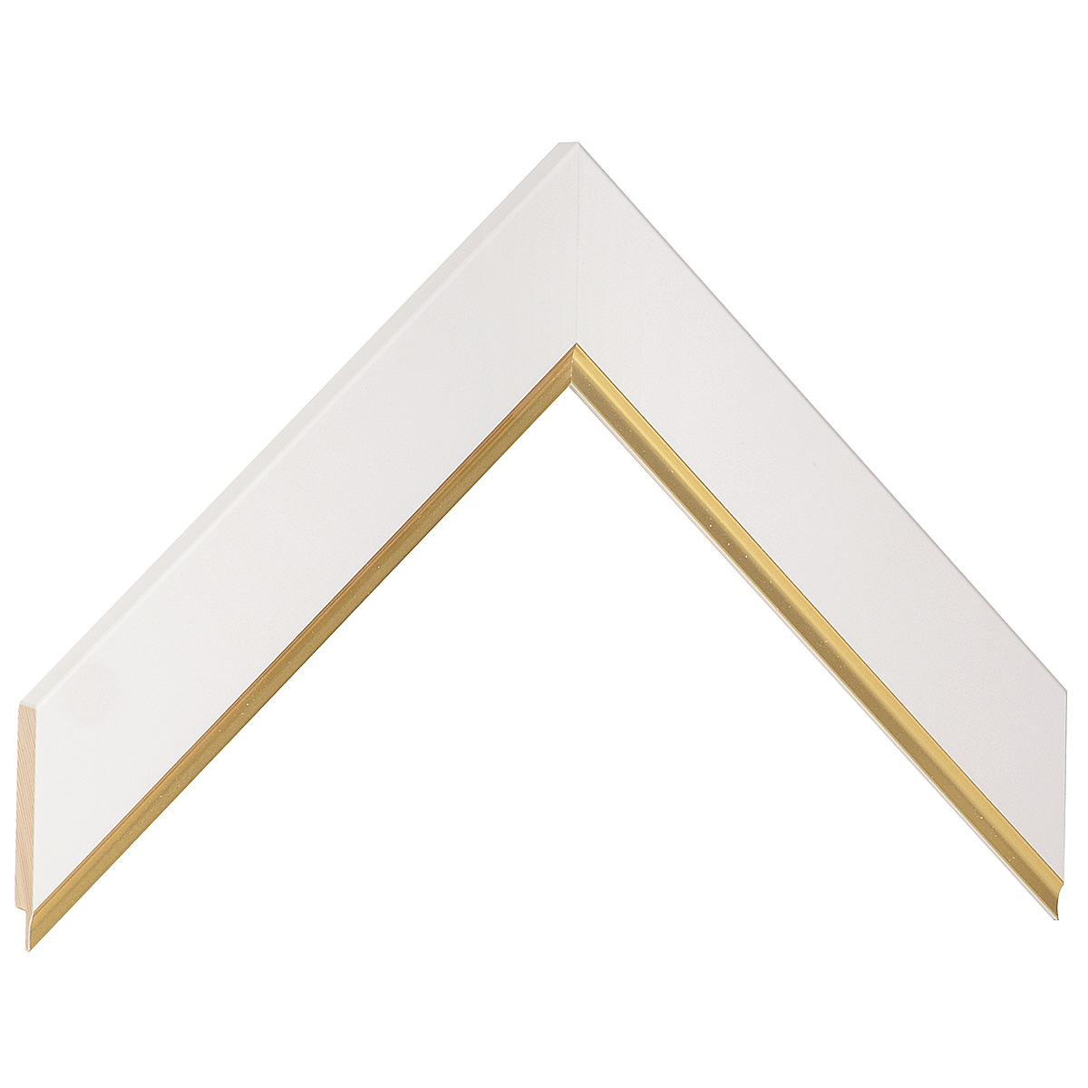 Liner finger-jointed pine, width 34mm, height 12 - White, gold edge - Sample