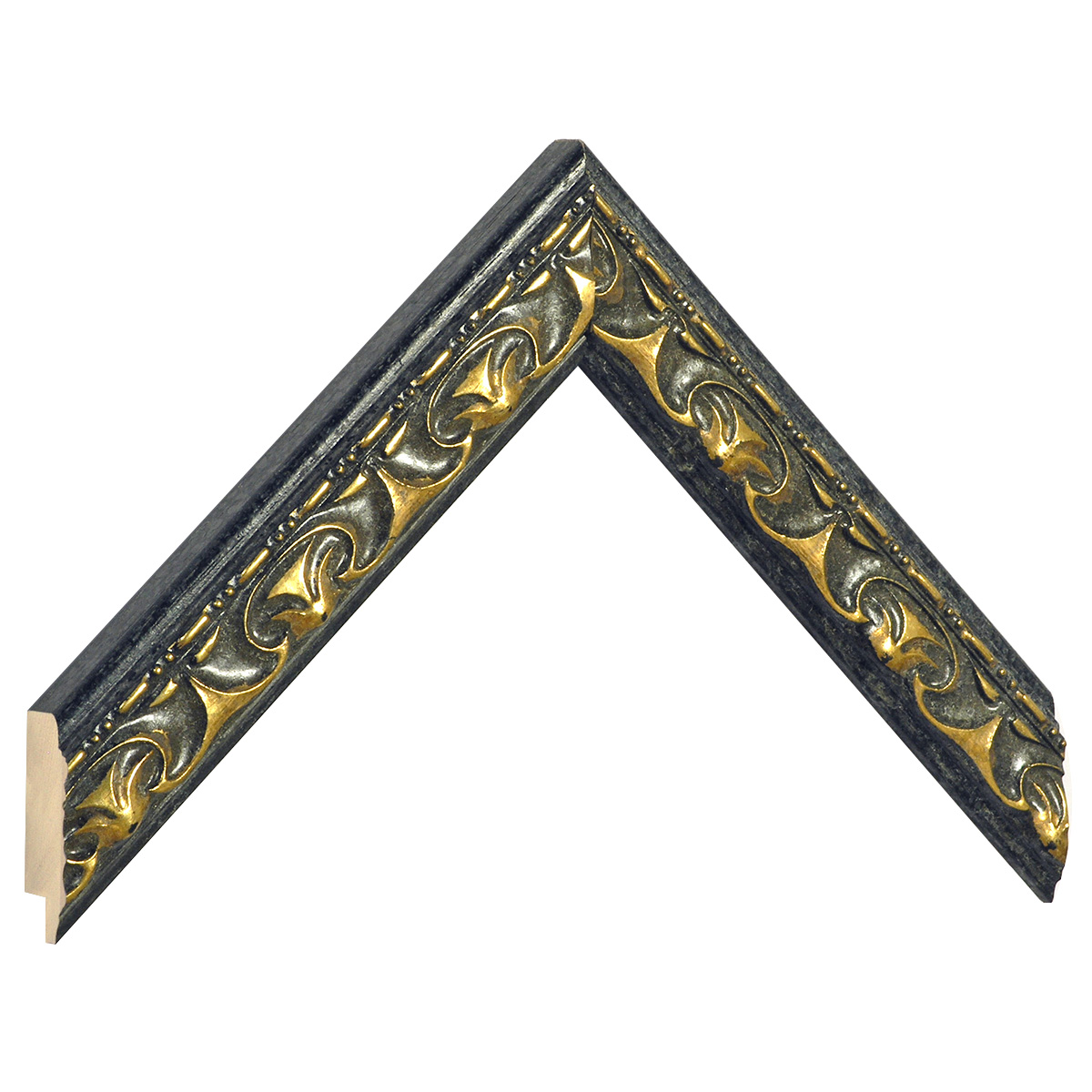 Moulding ayous black with golden relief decorations - Sample