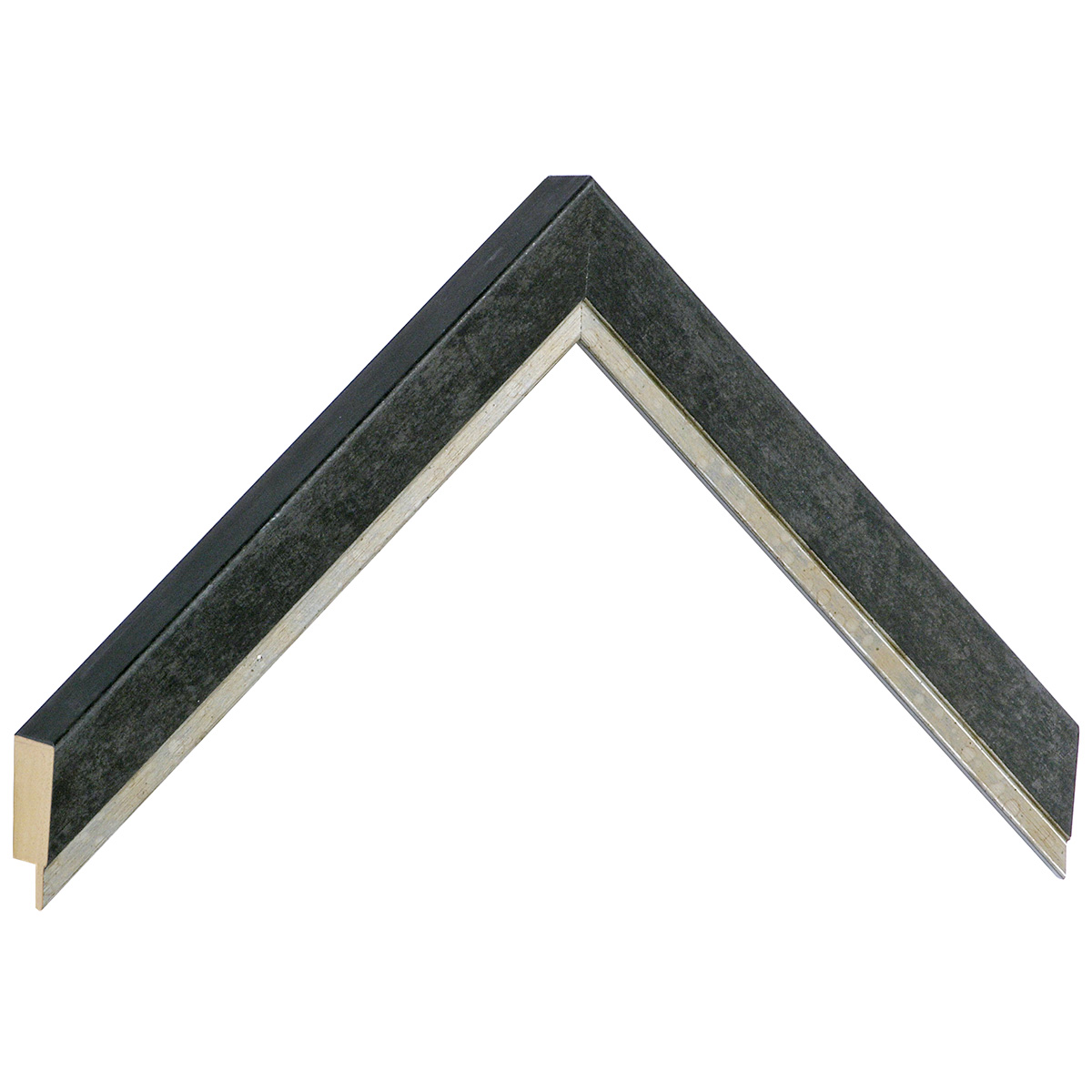 Moulding finger-jointed pine - width 22mm height 22 - black, silver ed - Sample