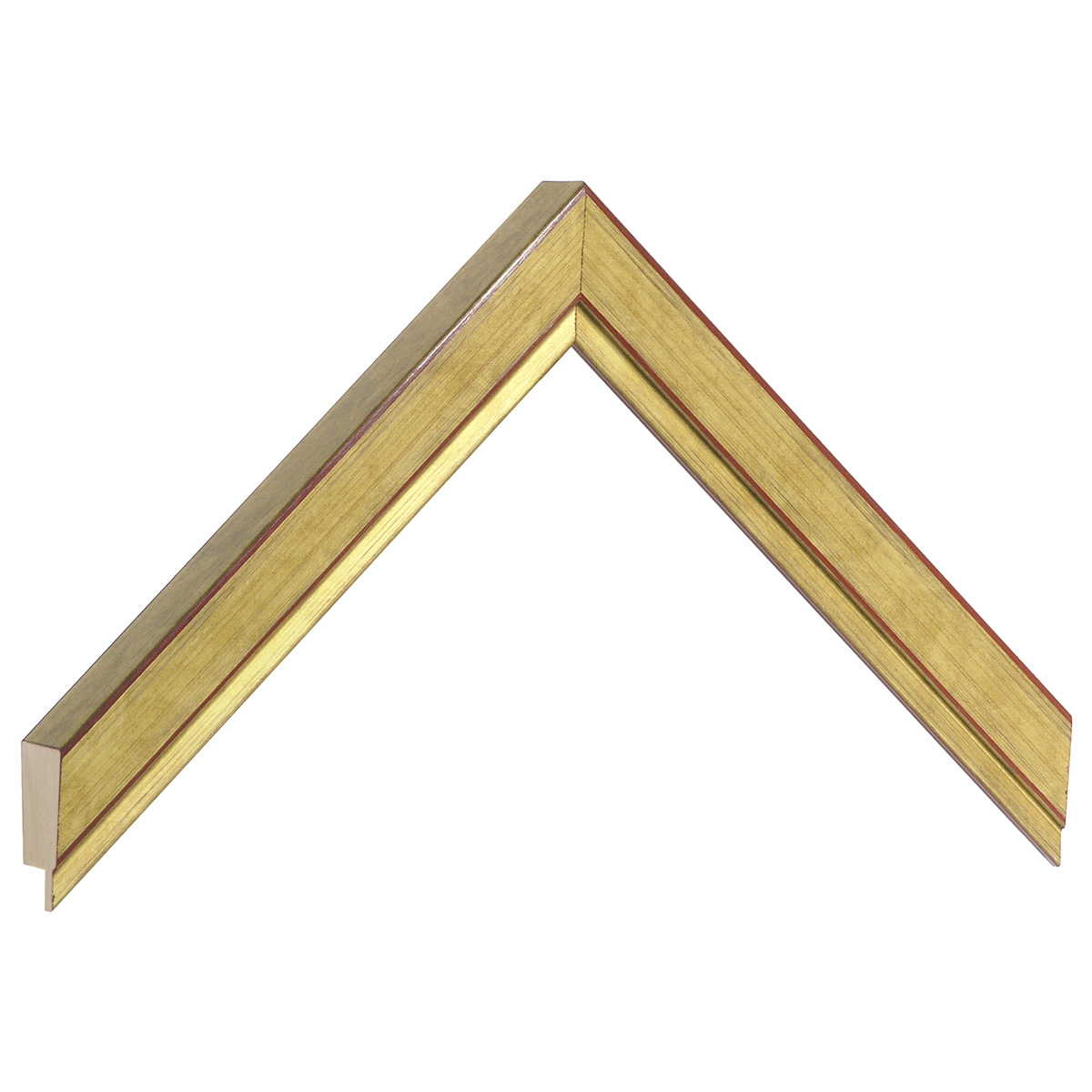 Moulding finger-jointed pine - width 22mm height 22 - gold finish - Sample