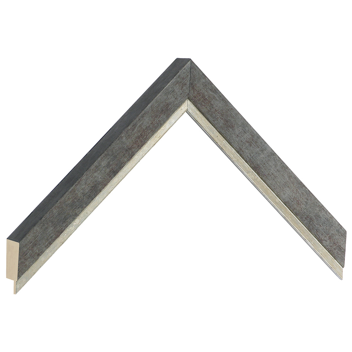 Moulding finger-jointed pine - width 22mm height 22 - pewter, silver e - Sample