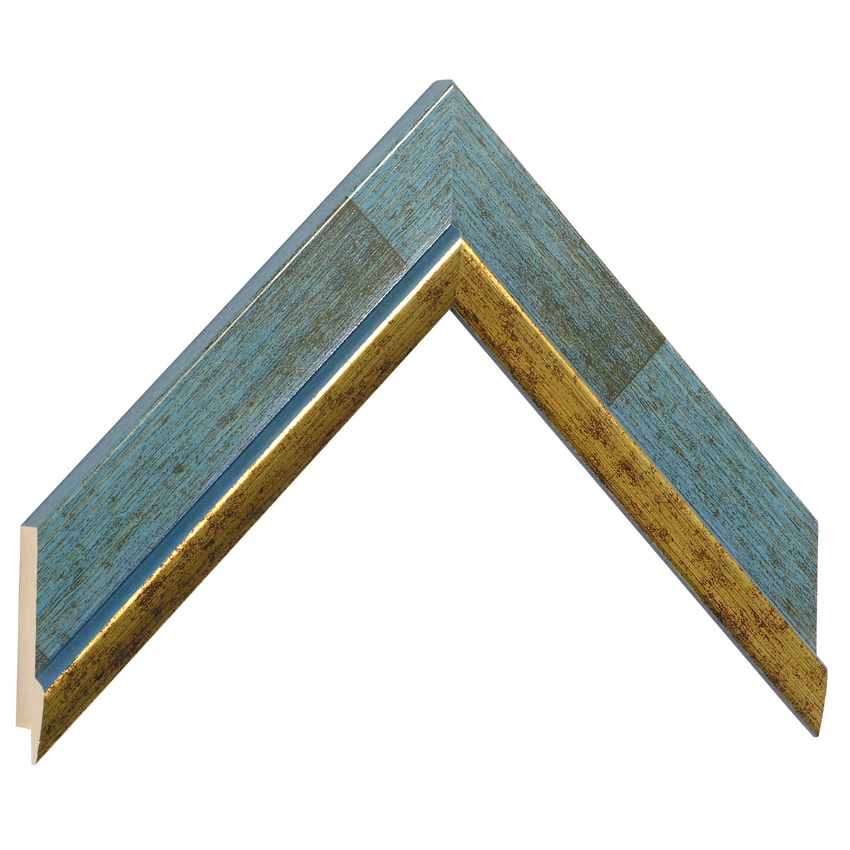 Moulding finger-jointed pine 39mm - blue colour with gold edge - Sample