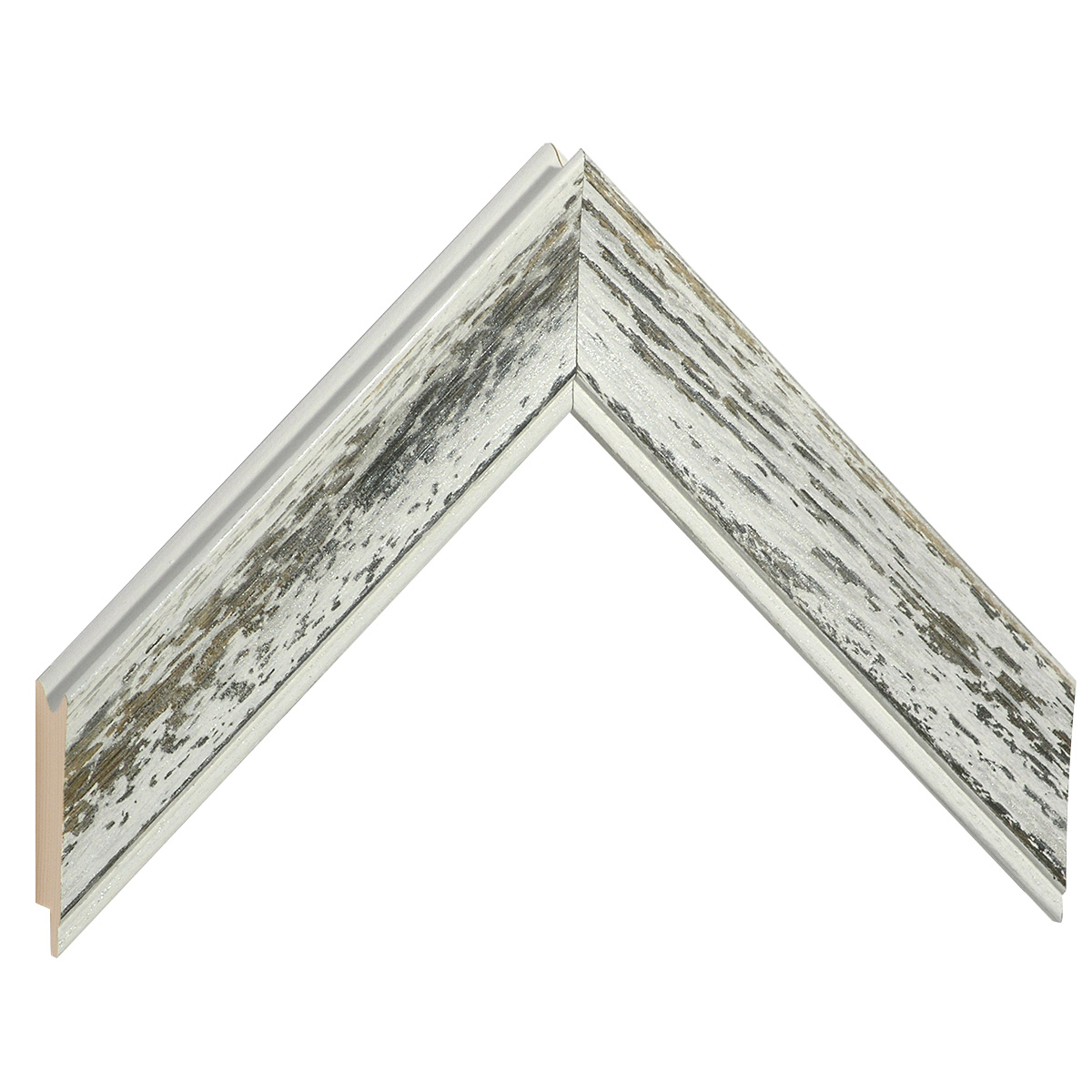 Moulding finger-jointed fir, width 40 mm, distressed white-grey - Sample