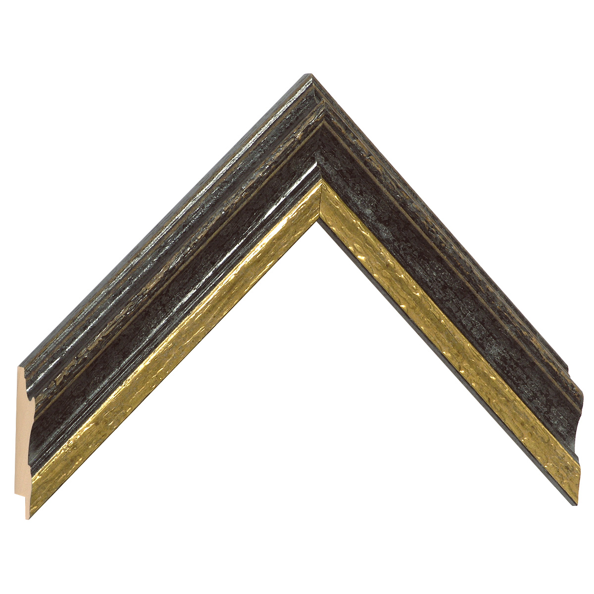 Moulding ayous, 37mm, aged finish - black with golden fillet - Sample