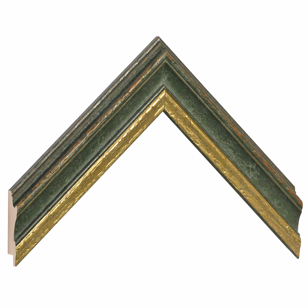 Moulding ayous, 37mm, aged finish - olive with golden fillet - Sample