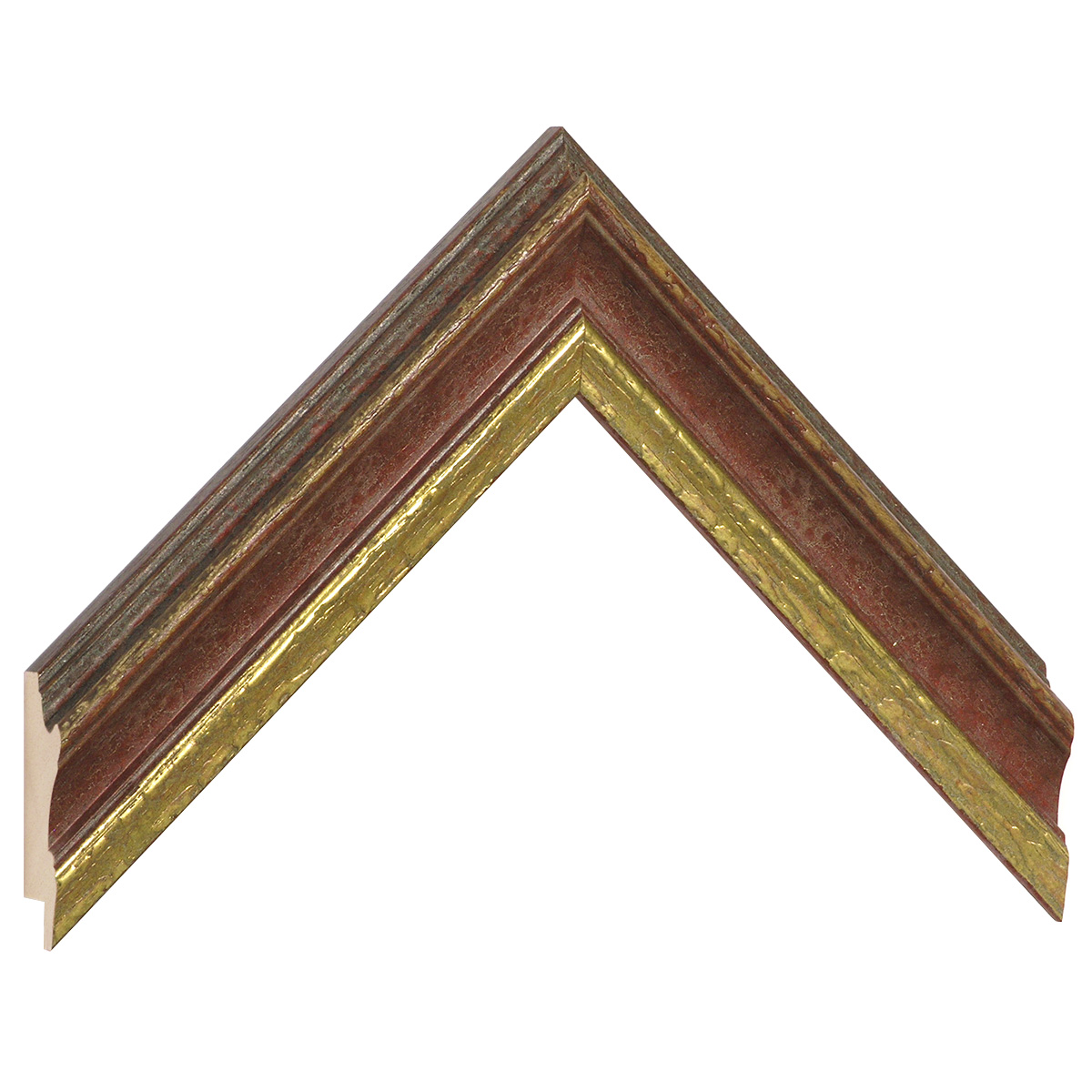 Moulding ayous, 37mm, aged finish - red with golden fillet - Sample