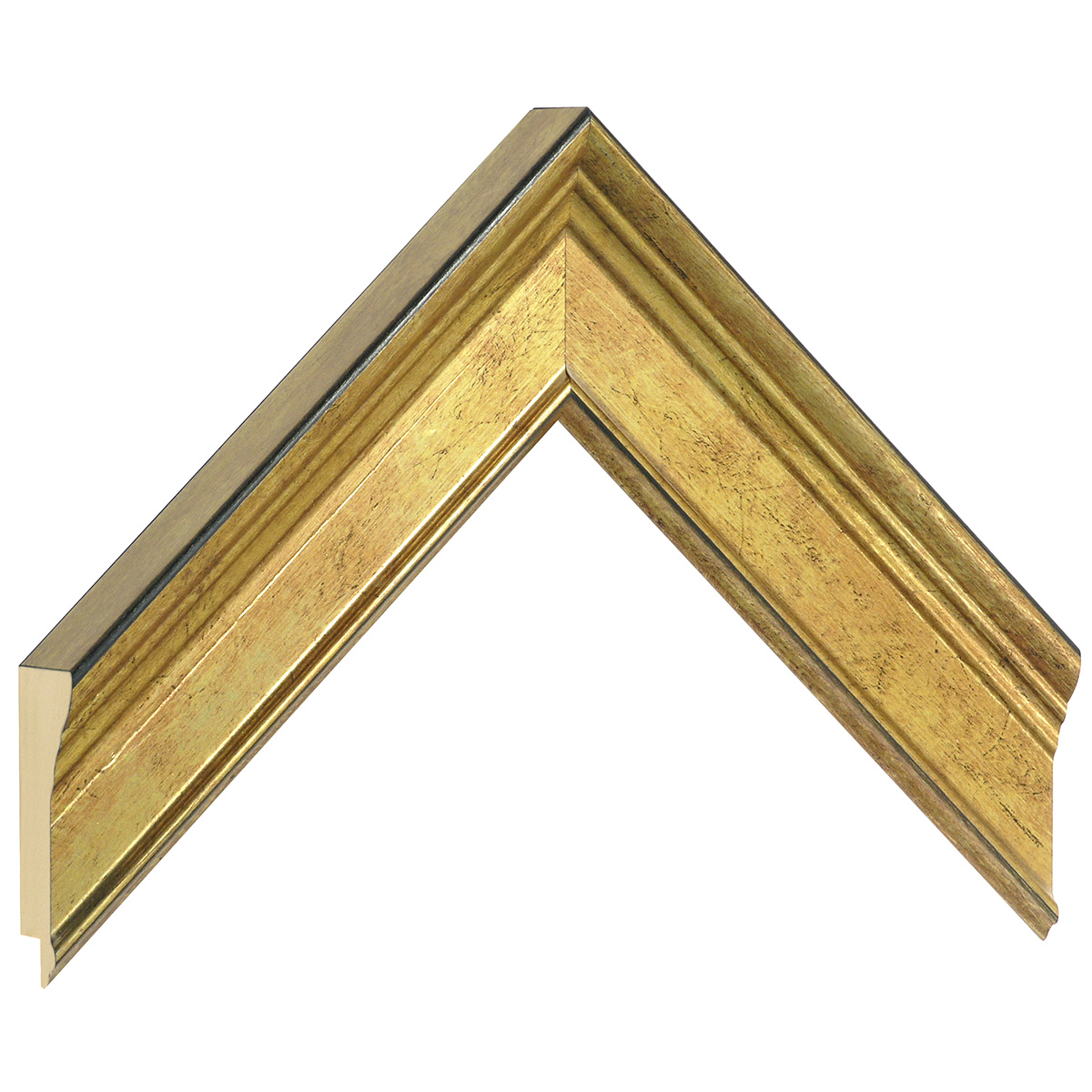 Moulding finger-jointed pine - width 42mm height 29 - gold - Sample