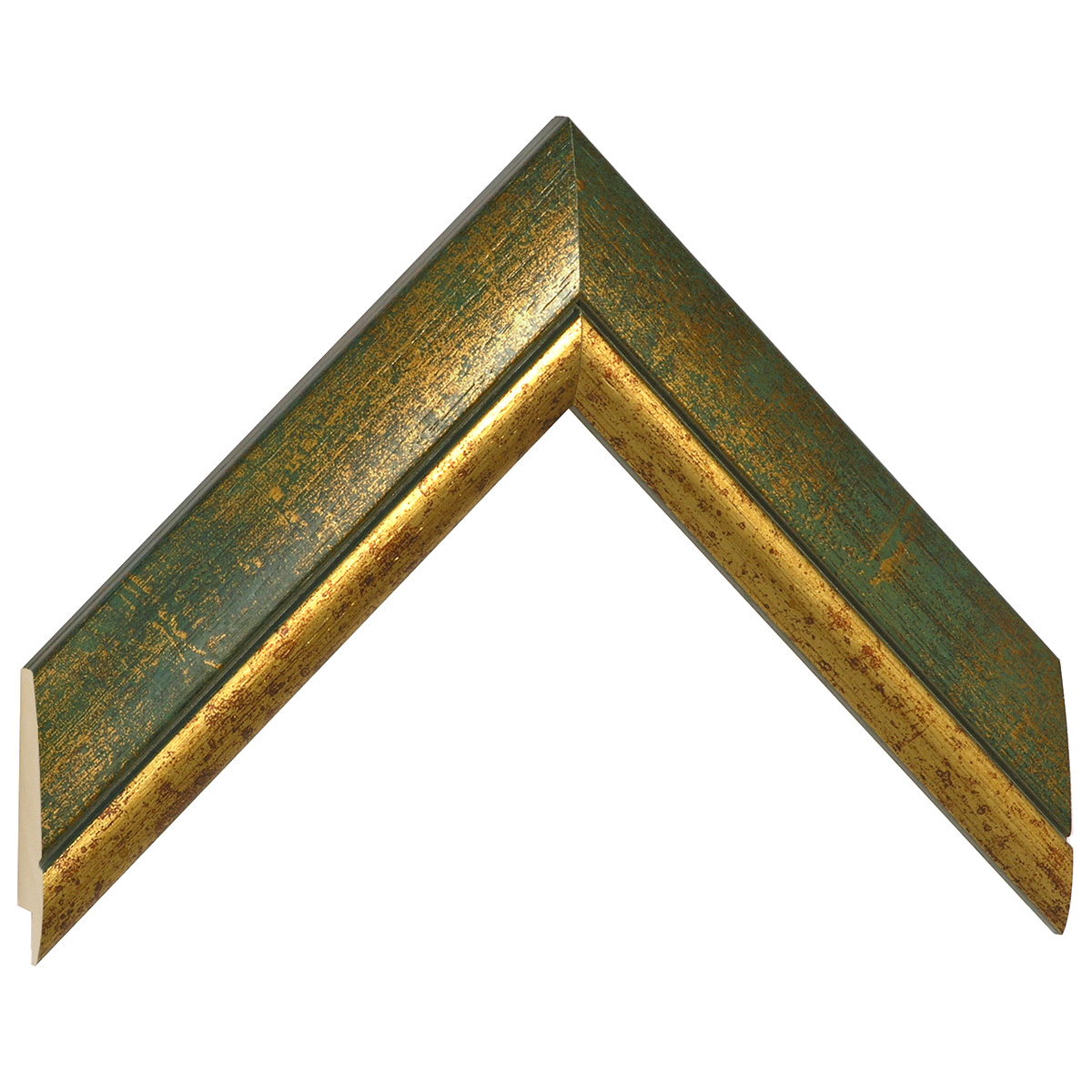 Moulding ayous 40mm - distressed green, gold edge - Sample
