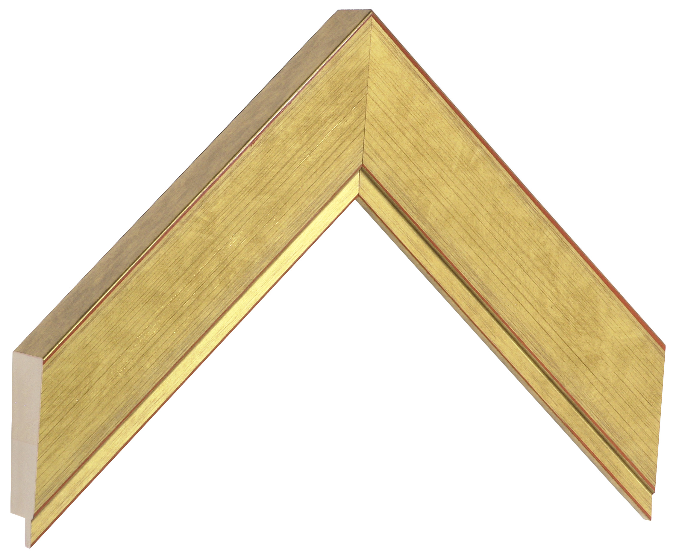 Moulding finger-jointed pine - width 42mm height 27 - gold finish - Sample