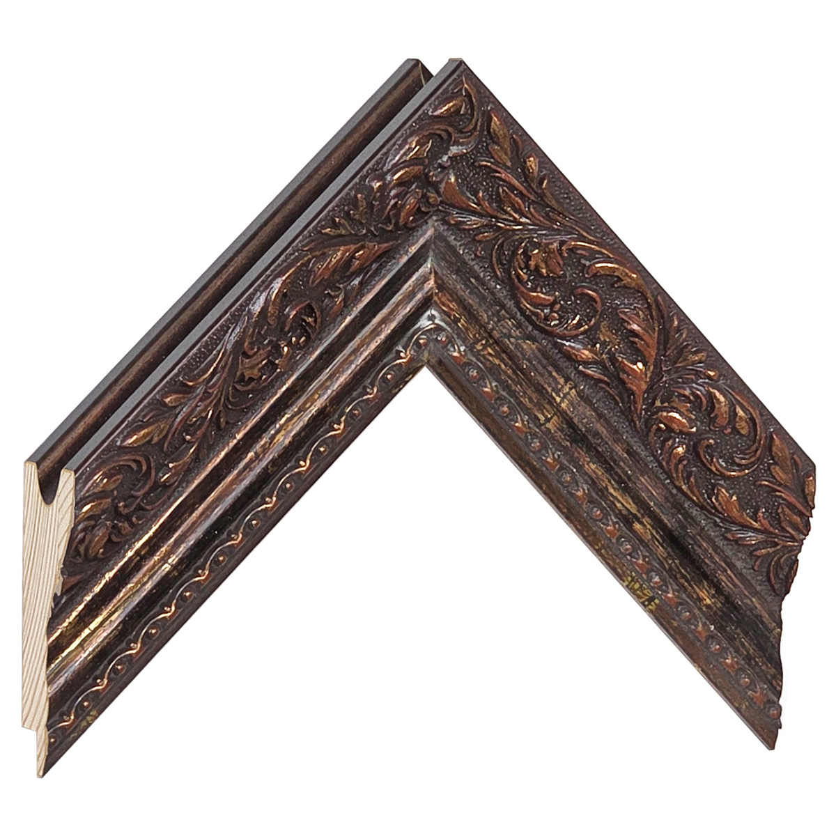 Moulding finger-jointed pine, width 57mm, height 32 - Walnut - Sample