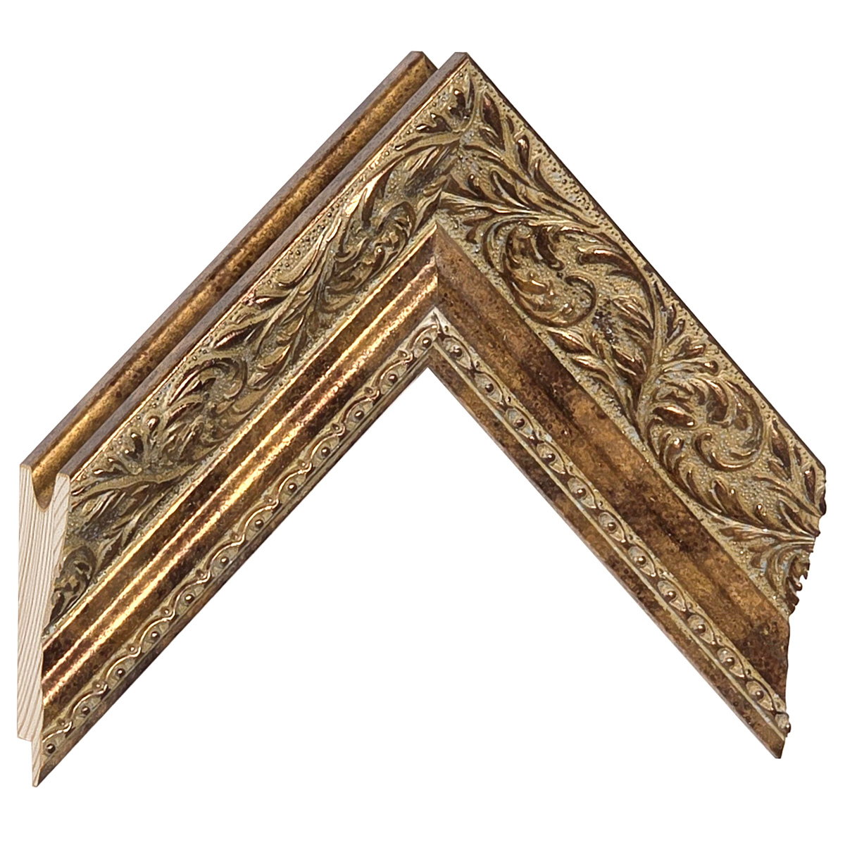 Moulding finger-jointed pine, width 57mm, height 32 - Old gold - Sample