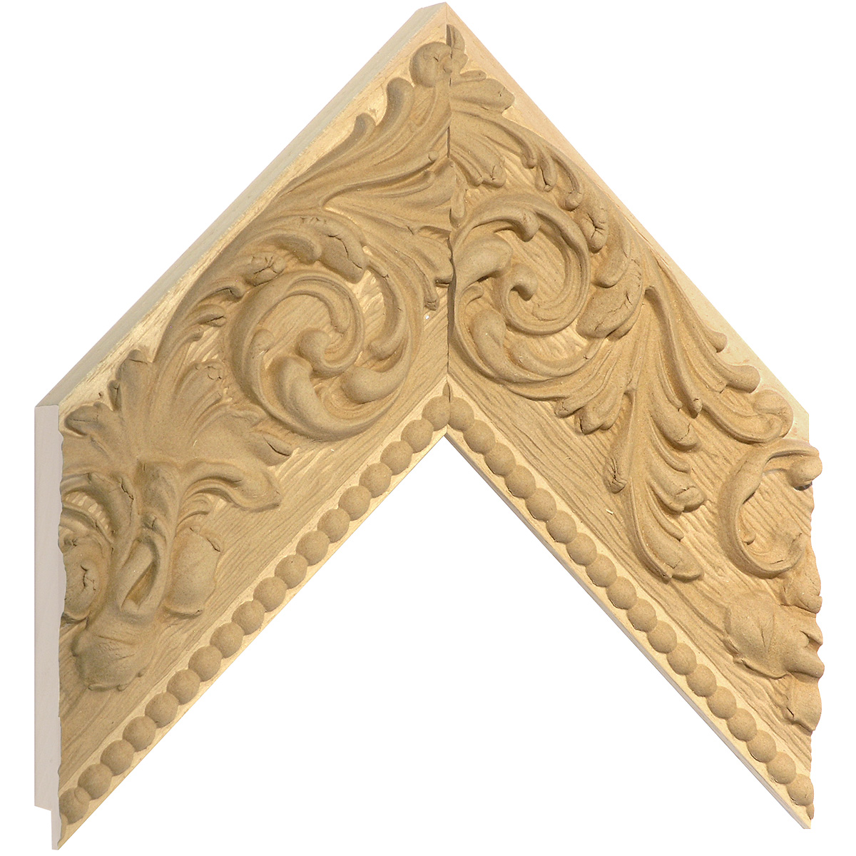 Moulding fingerjointed pine, width 80mm, height 25, Embossed bare wood - Sample