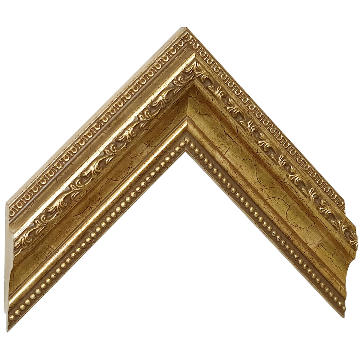 Moulding finger-jointed pine - width 53mm height 35 - gold, decoration - Sample