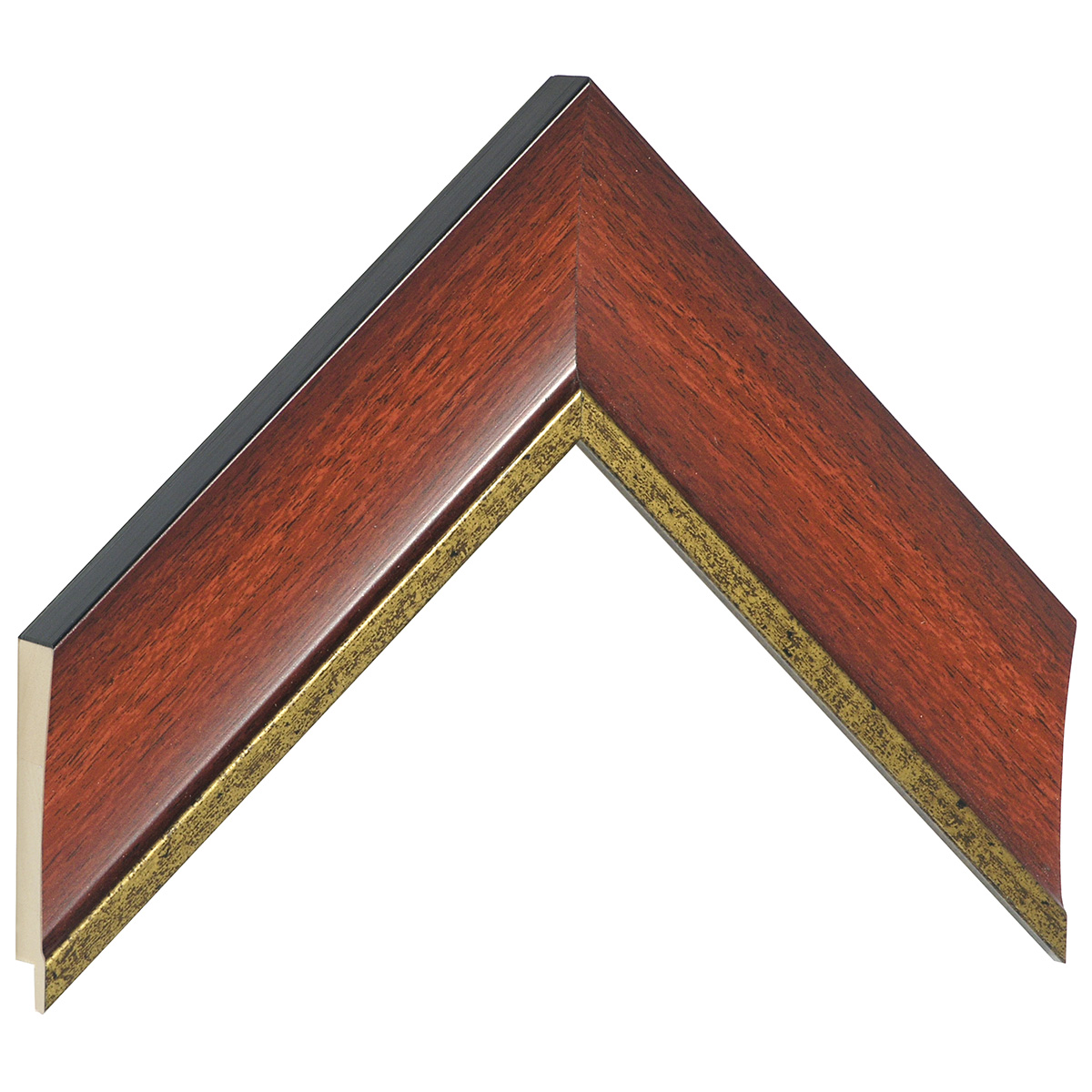 Moulding finger-jointed pine - Width 50mm - Mahogany, gold sight edge  - Sample