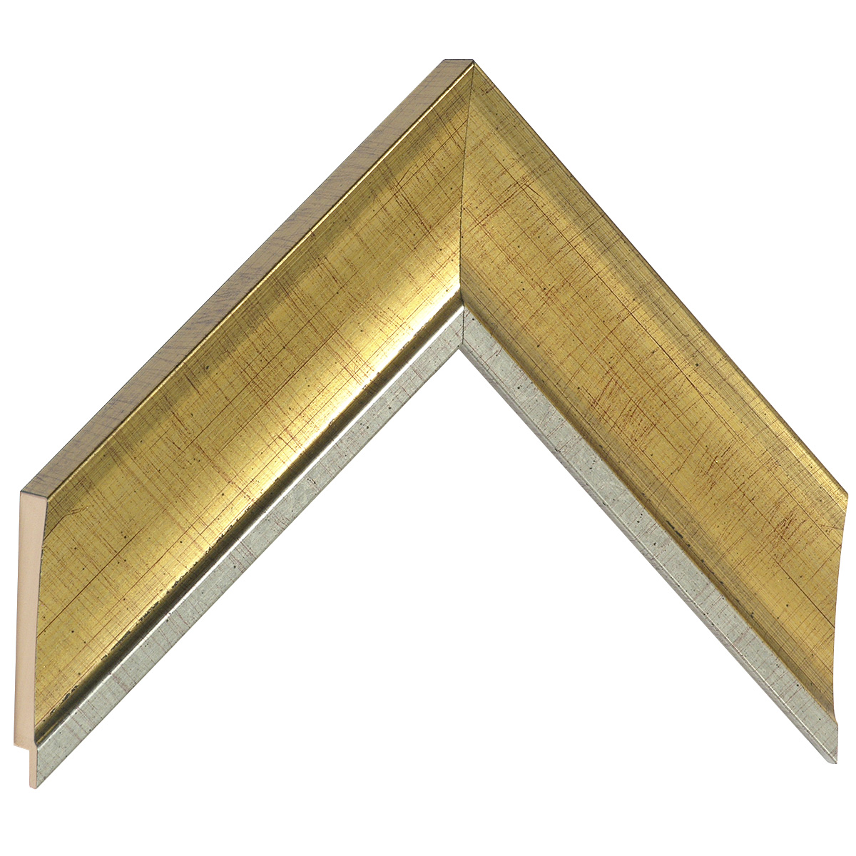 Moulding finger-jointed pine, width 50mm - gold with silver edge - Sample