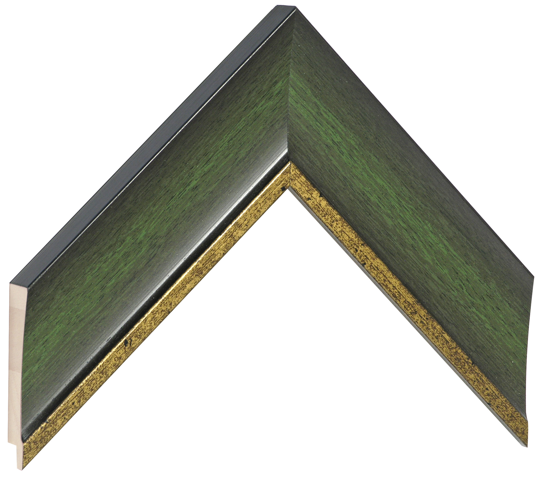 Moulding finger-jointed pine, width 50mm, height 20 - Green, gold - Sample