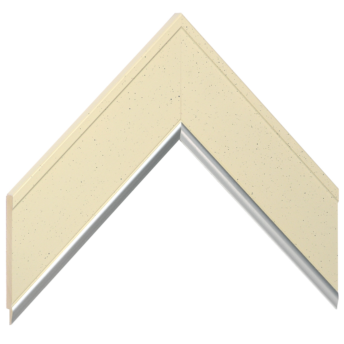 Liner finger-jointed pine, width 55mm, height 11 - White, silver edge - Sample